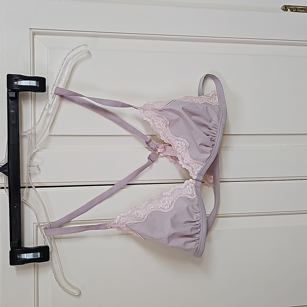 Victoria's secret body bralette. Lilac and pink lace. Size Large. Worn once